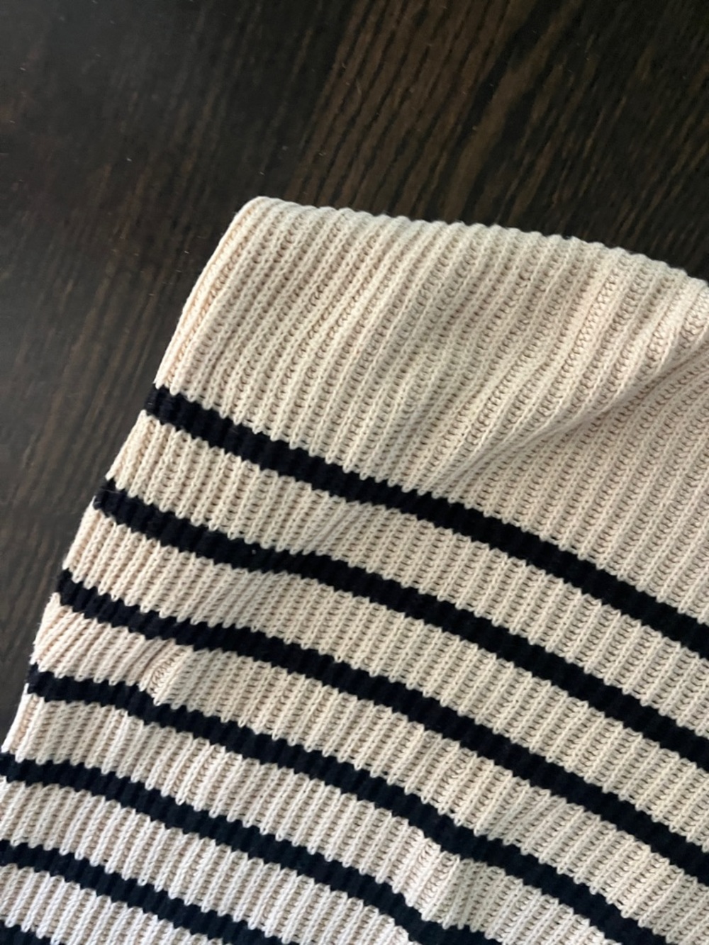 Boutique Cream and Black Striped Turtleneck sleeveless Sweater - Picture 4 of 4